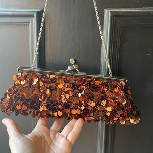 Elegant Sequin Clutch Bag - Brown